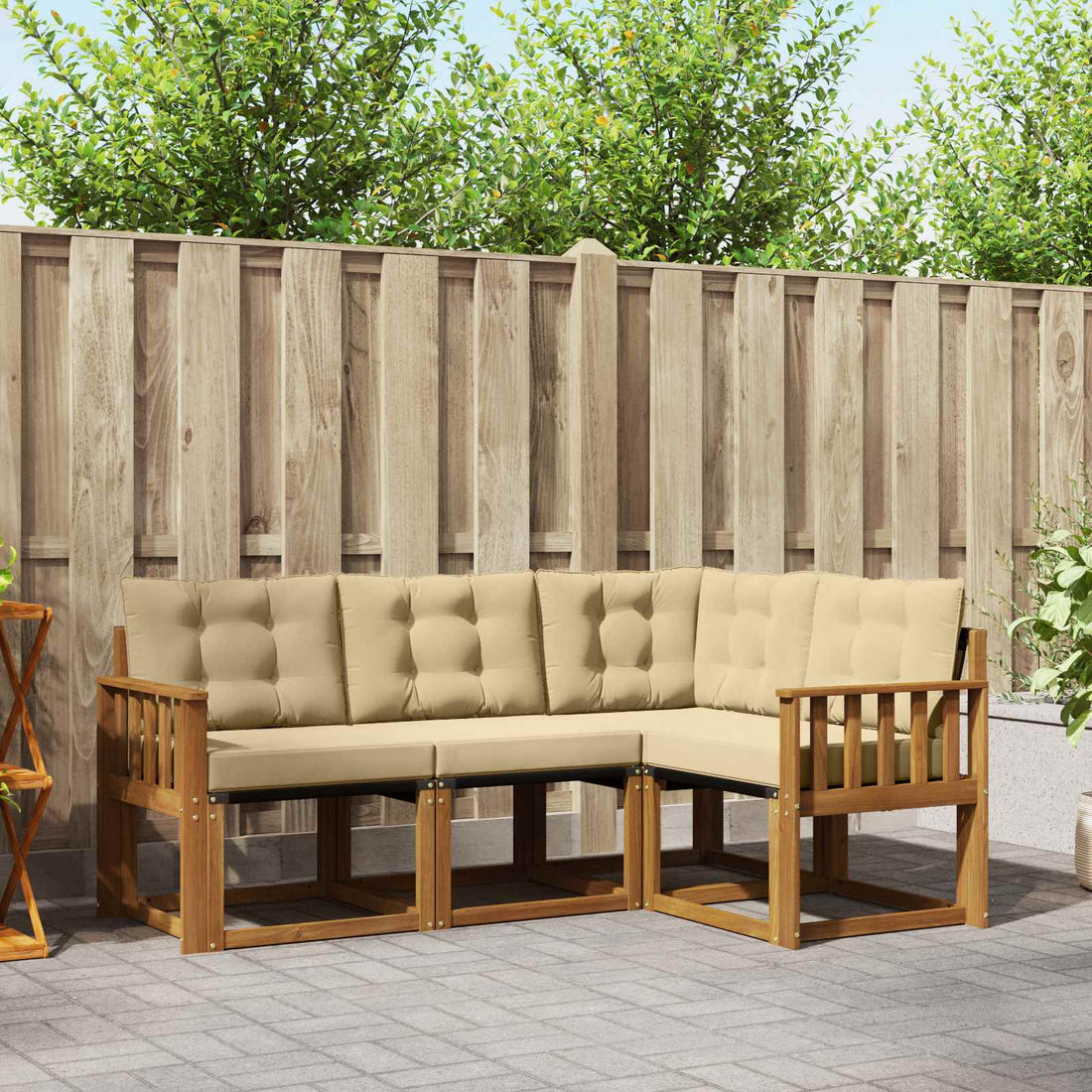 vidaXL Conjunto de sofás de exterior 4 uds. Natural y Beige