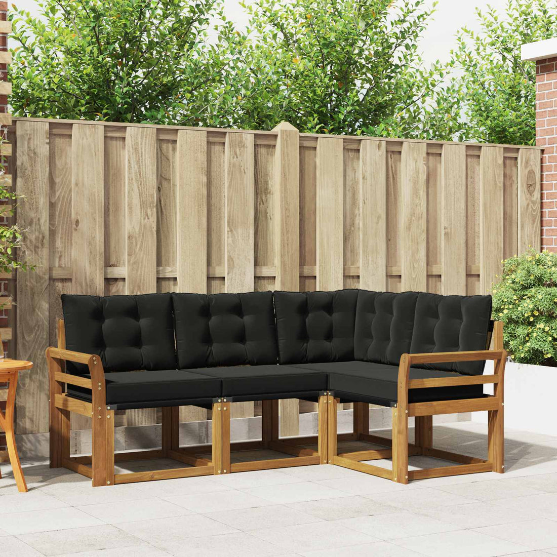 vidaXL Conjunto de sofás de exterior 4 uds. Natural y negro