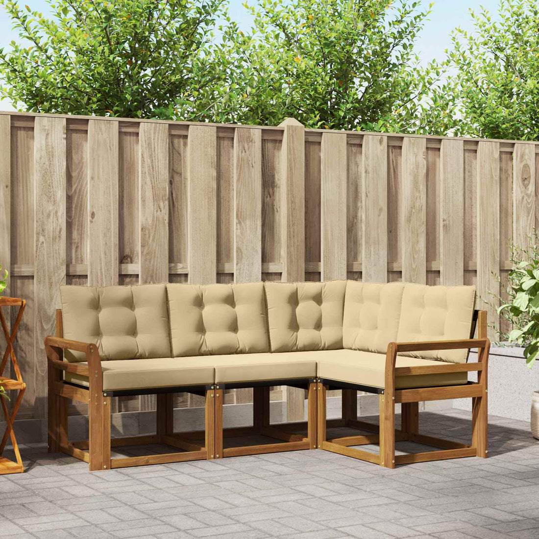 vidaXL Conjunto de sofás de exterior 4 uds. Natural y Beige
