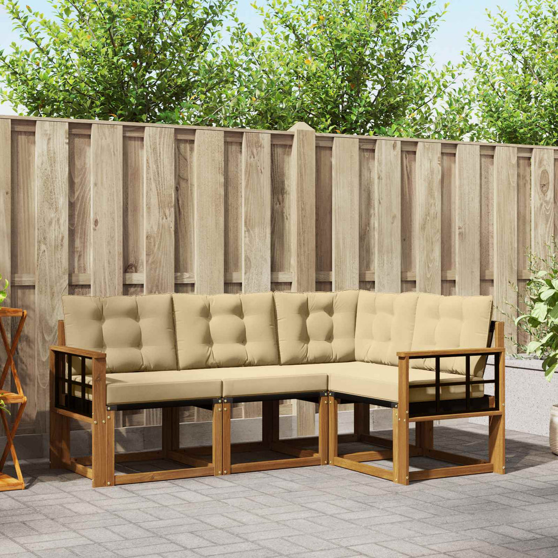 vidaXL Conjunto de sofás de exterior 4 uds. Natural y Beige