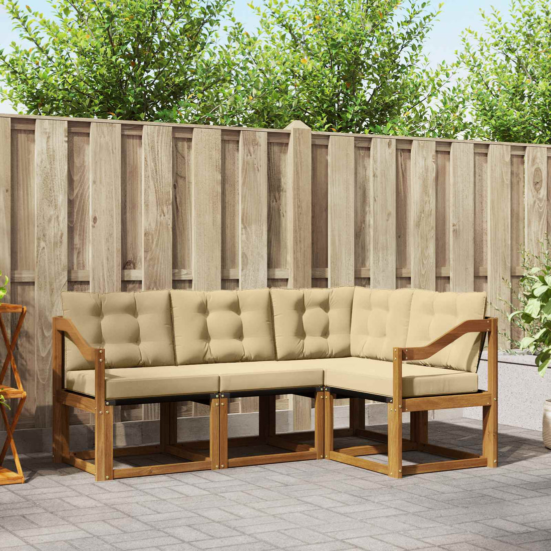 vidaXL Conjunto de sofás de exterior 4 uds. Natural y Beige