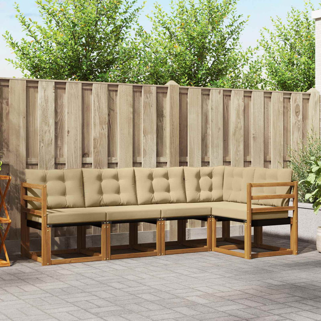 vidaXL Conjunto de sofás de exterior 5 uds. Natural y Beige