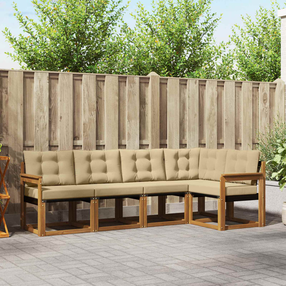 vidaXL Conjunto de sofás de exterior 5 uds. Natural y Beige