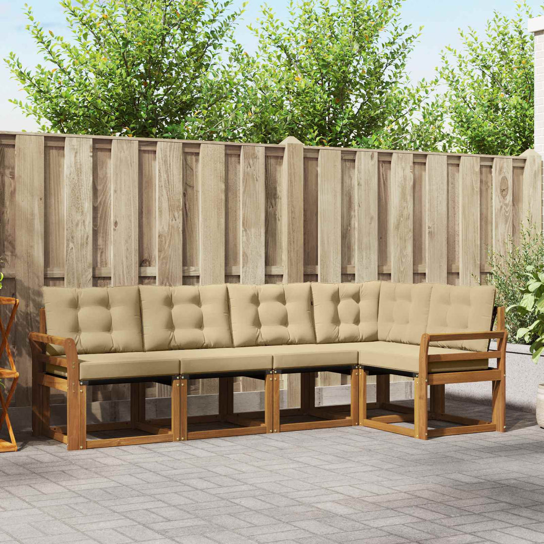 vidaXL Conjunto de sofás de exterior 5 uds. Natural y Beige