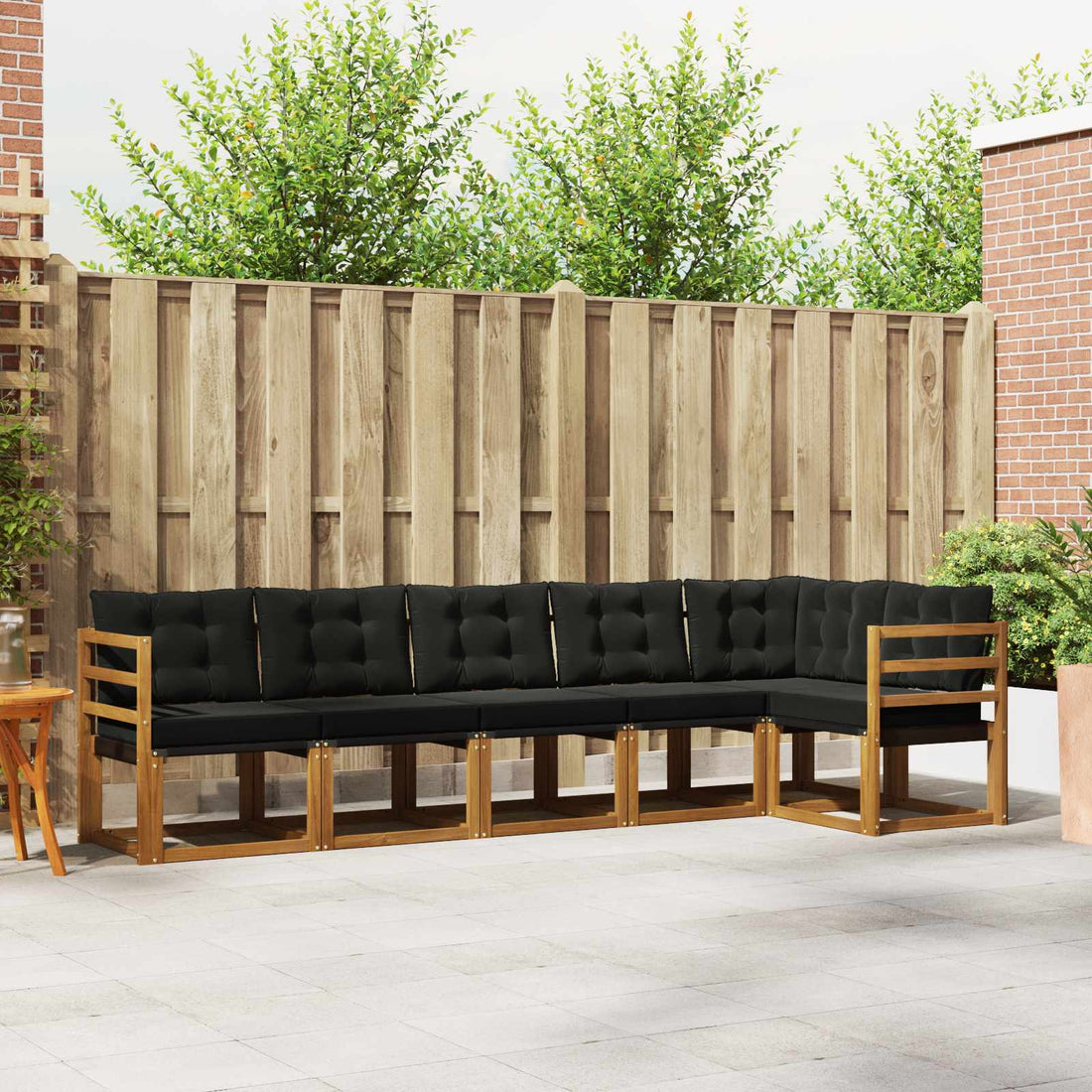 vidaXL Conjunto de sofás de exterior 6 uds. Natural y negro