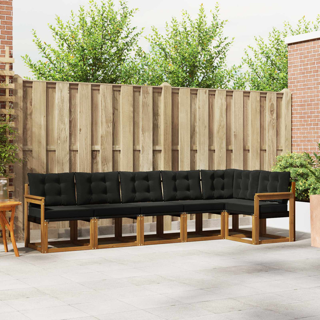 vidaXL Conjunto de sofás de exterior 6 uds. Natural y negro
