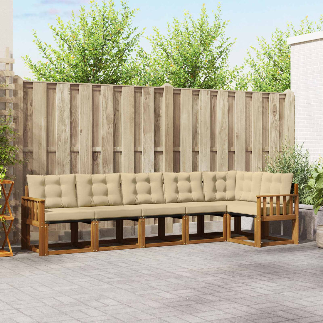 vidaXL Conjunto de sofás de exterior 6 uds. Natural y Beige