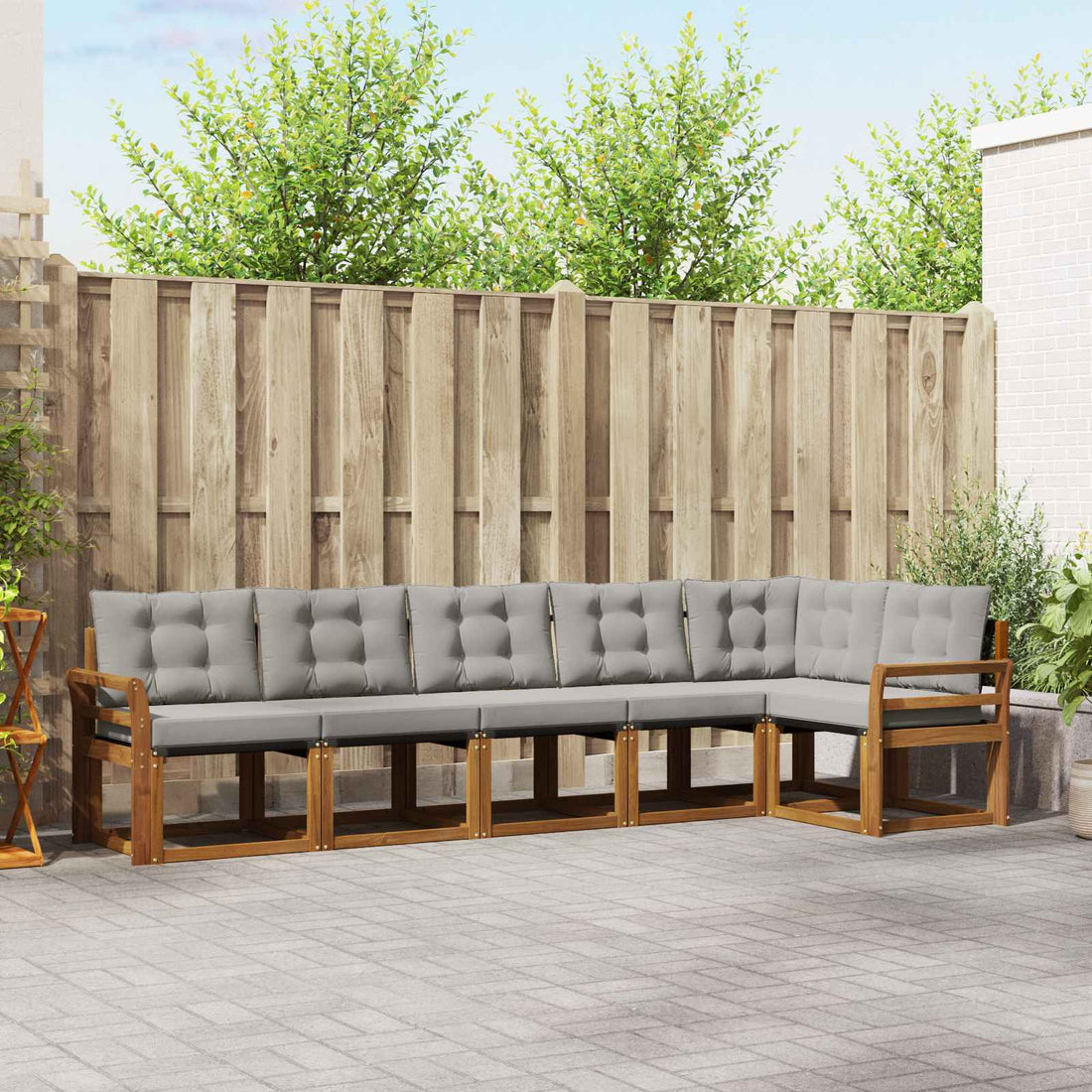 vidaXL Conjunto de sofás de exterior 6 uds. Gris Natural y Claro