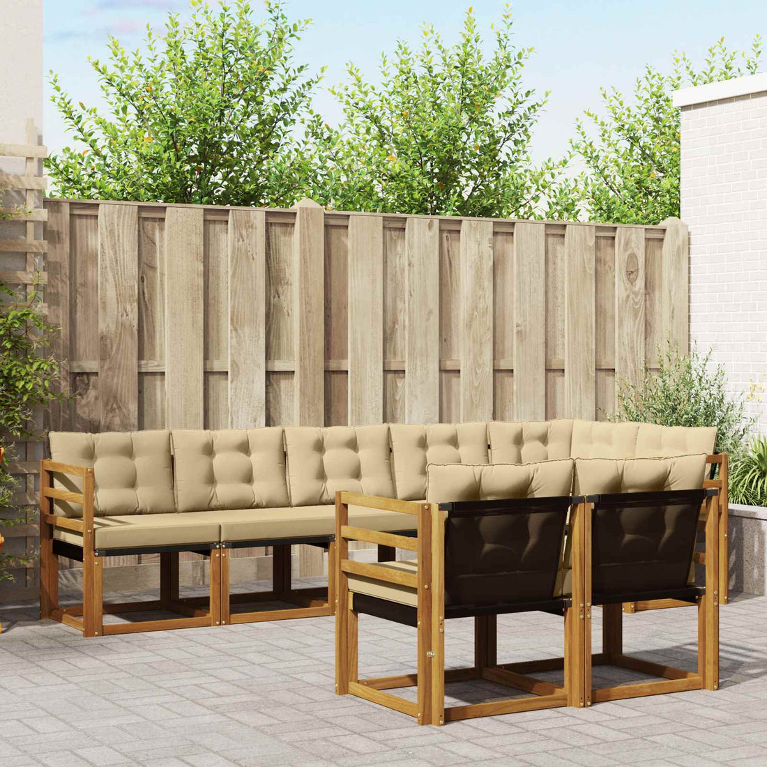 vidaXL Conjunto de sofás de exterior 8 uds. Natural y Beige