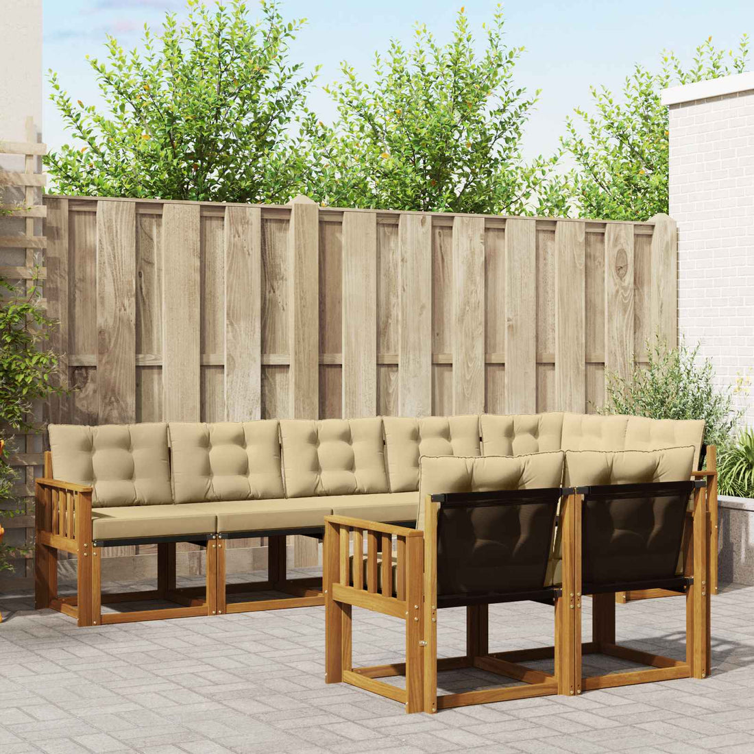 vidaXL Conjunto de sofás de exterior 8 uds. Natural y Beige