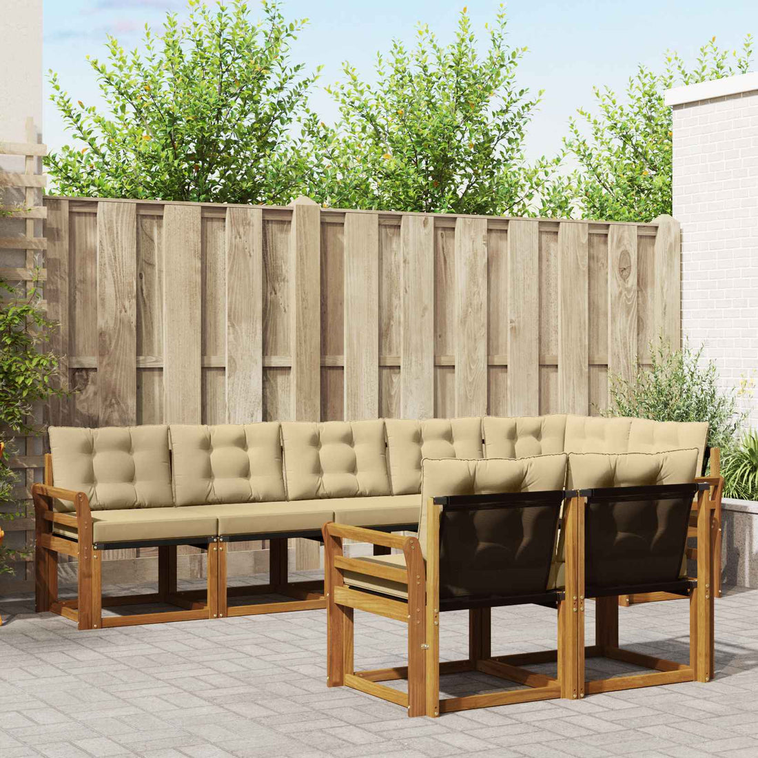 vidaXL Conjunto de sofás de exterior 8 uds. Natural y Beige