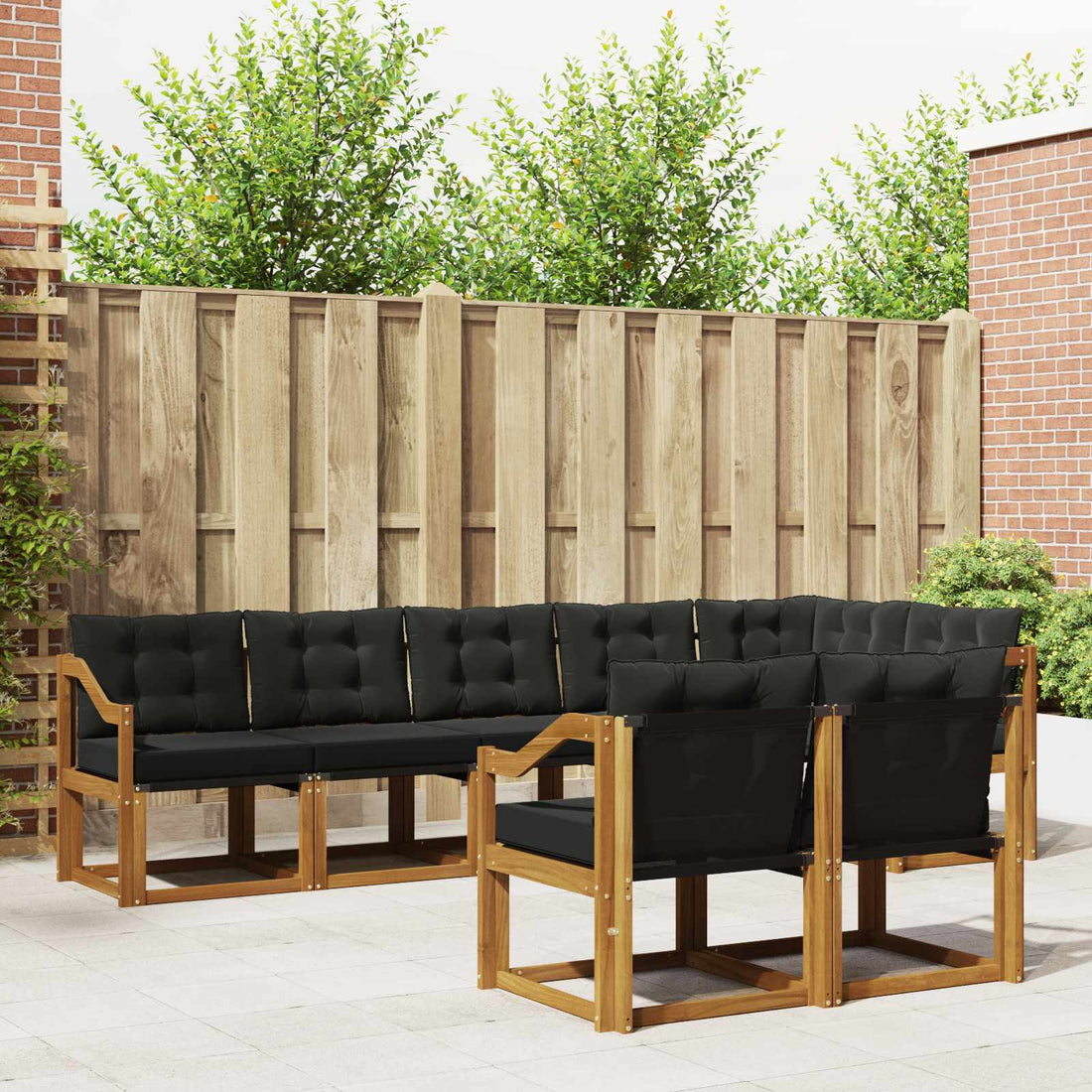 vidaXL Conjunto de sofás de exterior 8 uds. Natural y negro
