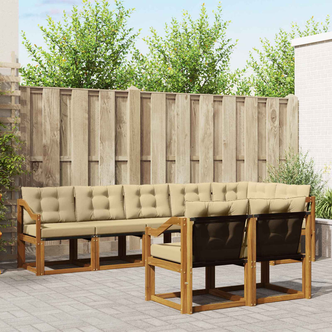 vidaXL Conjunto de sofás de exterior 8 uds. Natural y Beige