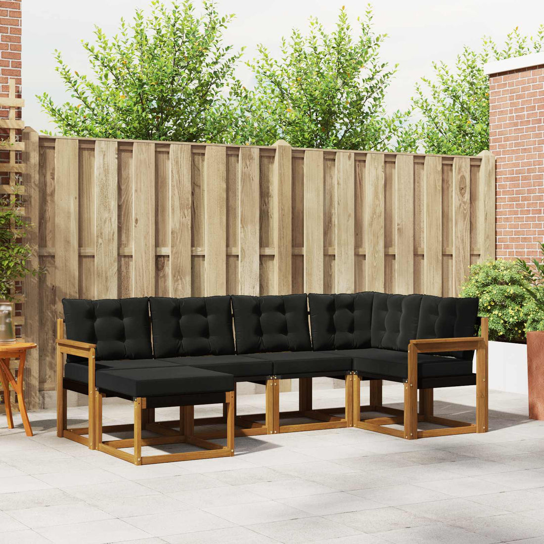 vidaXL Conjunto de sofás de exterior 6 uds. Natural y negro