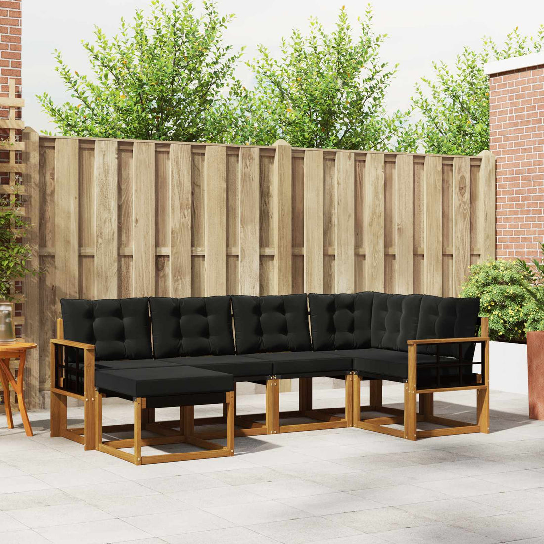 vidaXL Conjunto de sofás de exterior 6 uds. Natural y negro