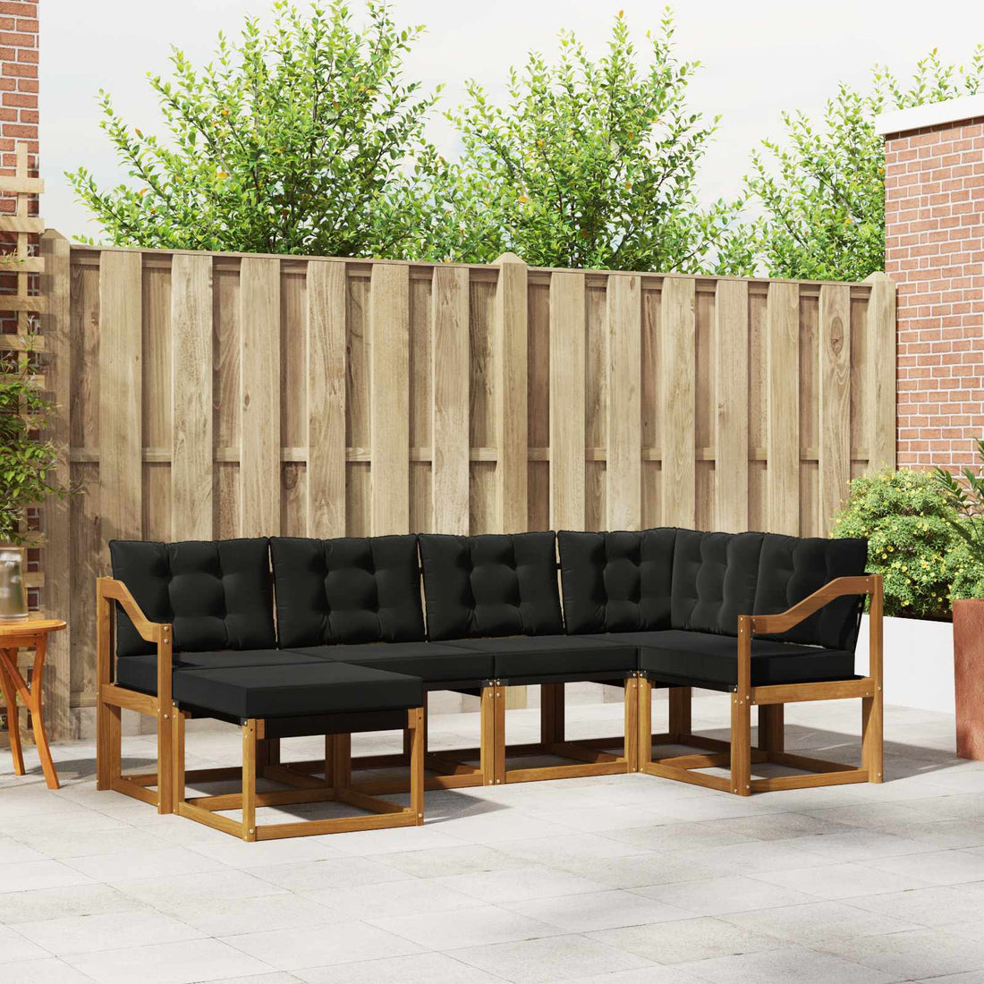 vidaXL Conjunto de sofás de exterior 6 uds. Natural y negro
