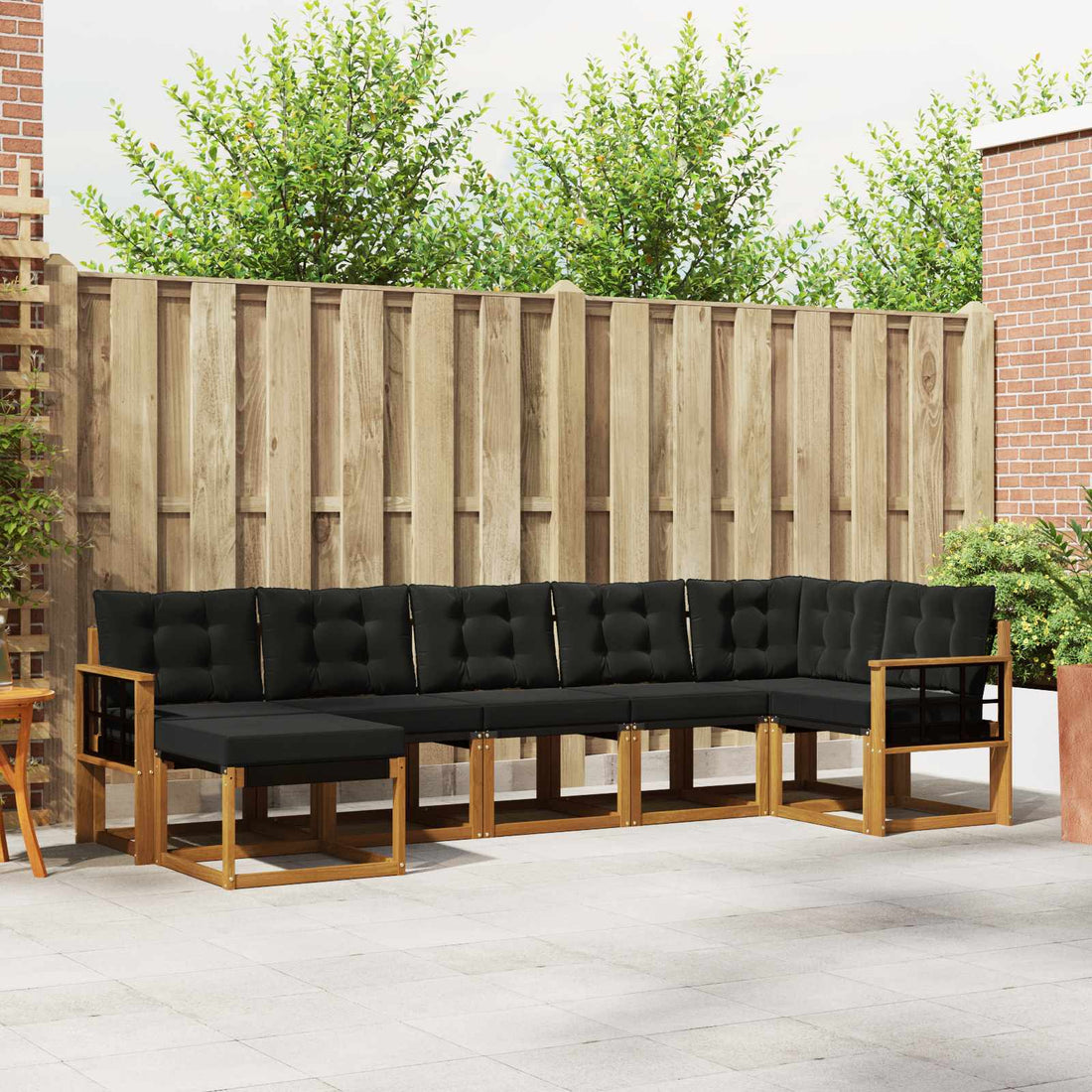 vidaXL Conjunto de sofás de exterior 7 uds. Natural y negro