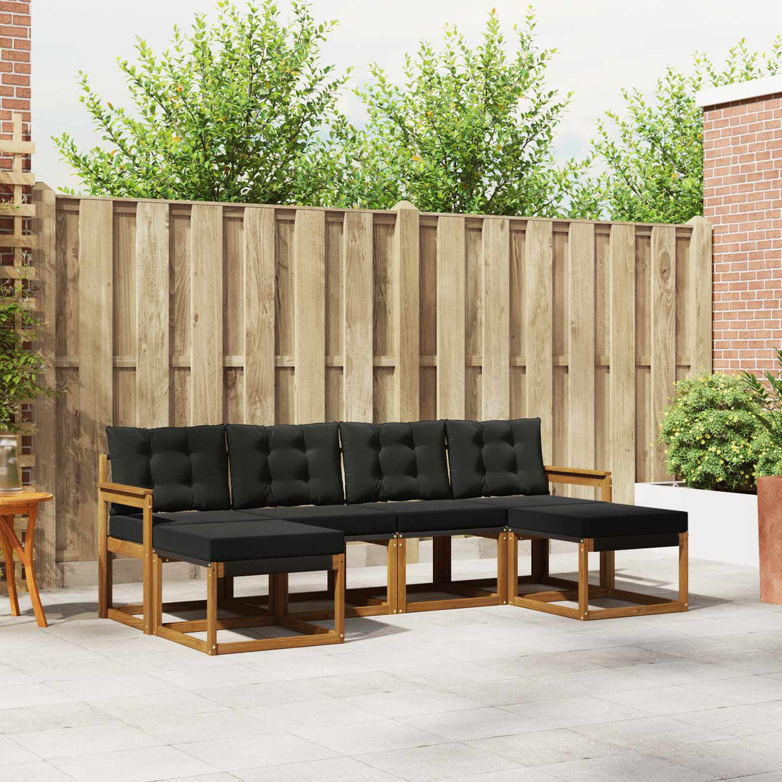 vidaXL Conjunto de sofás de exterior 6 uds. Natural y negro
