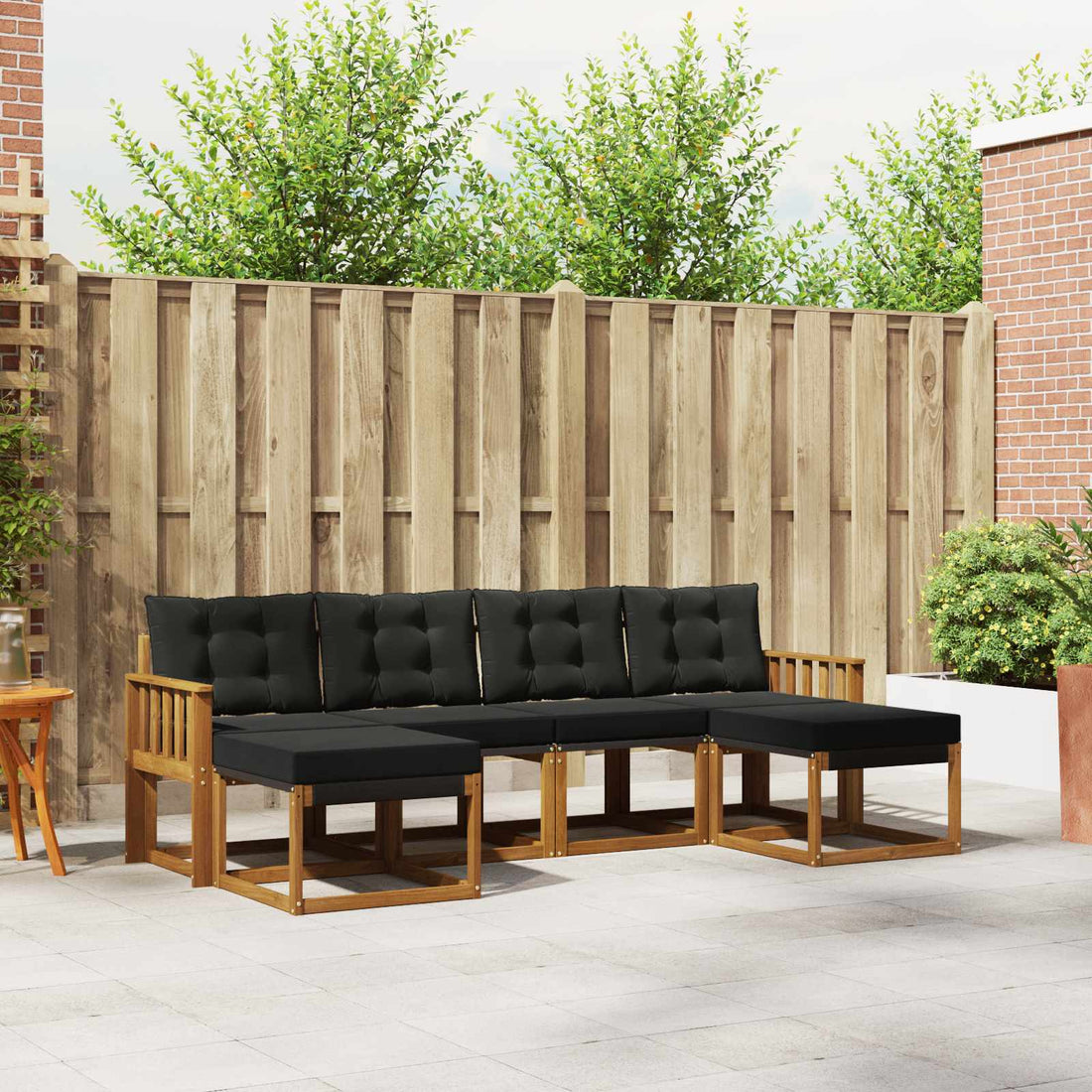 vidaXL Conjunto de sofás de exterior 6 uds. Natural y negro