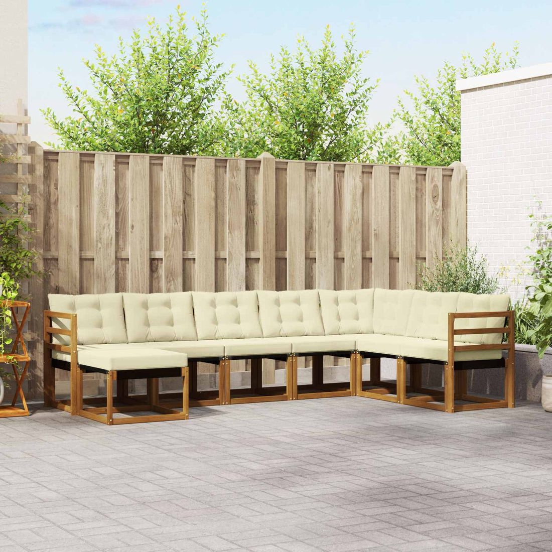 vidaXL Conjunto de sofás de exterior 8 uds. Natural y Crema