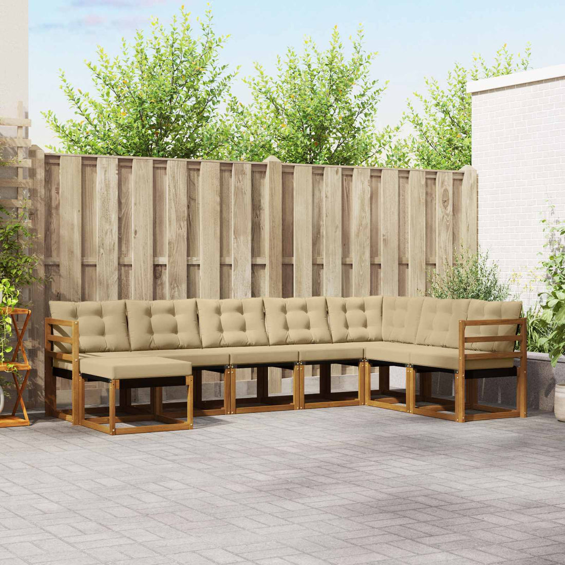 vidaXL Conjunto de sofás de exterior 8 uds. Natural y Beige