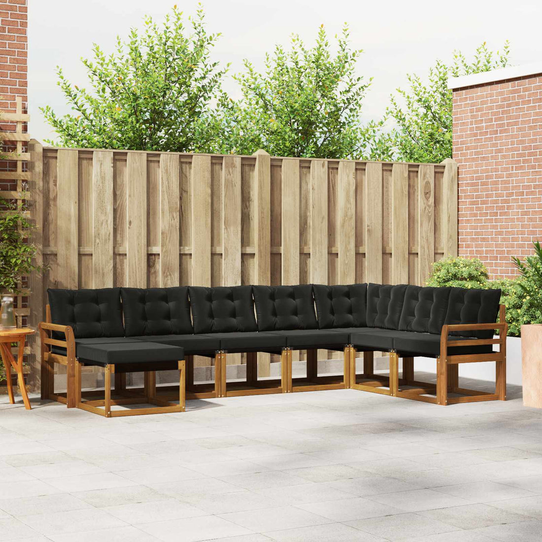 vidaXL Conjunto de sofás de exterior 8 uds. Natural y negro