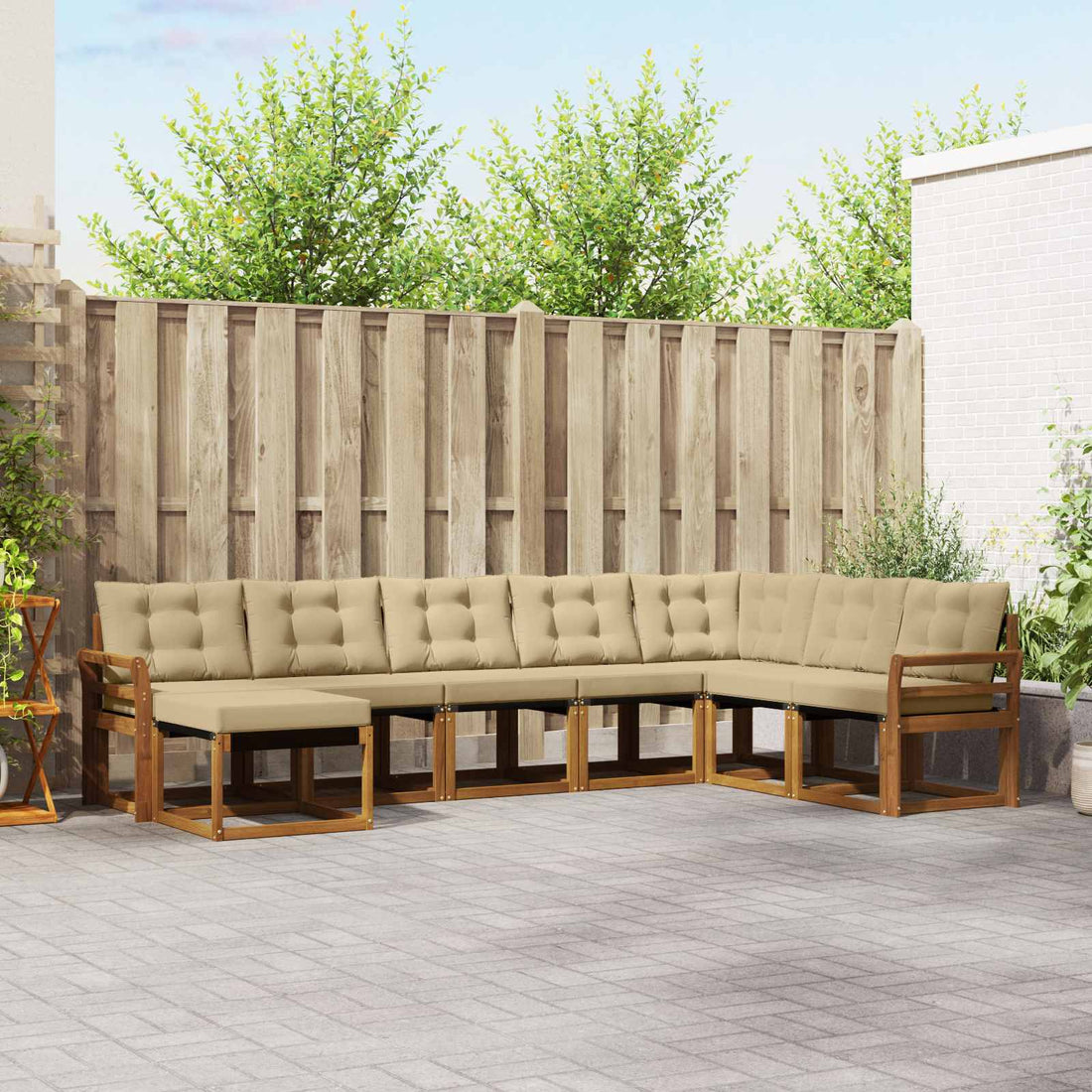 vidaXL Conjunto de sofás de exterior 8 uds. Natural y Beige