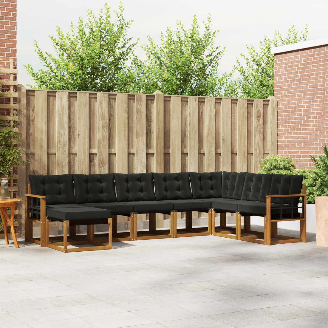 vidaXL Conjunto de sofás de exterior 8 uds. Natural y negro