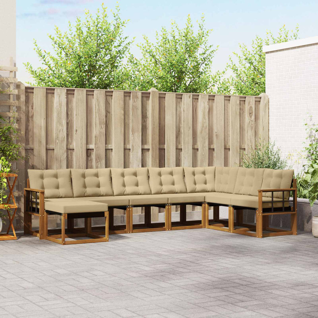 vidaXL Conjunto de sofás de exterior 8 uds. Natural y Beige