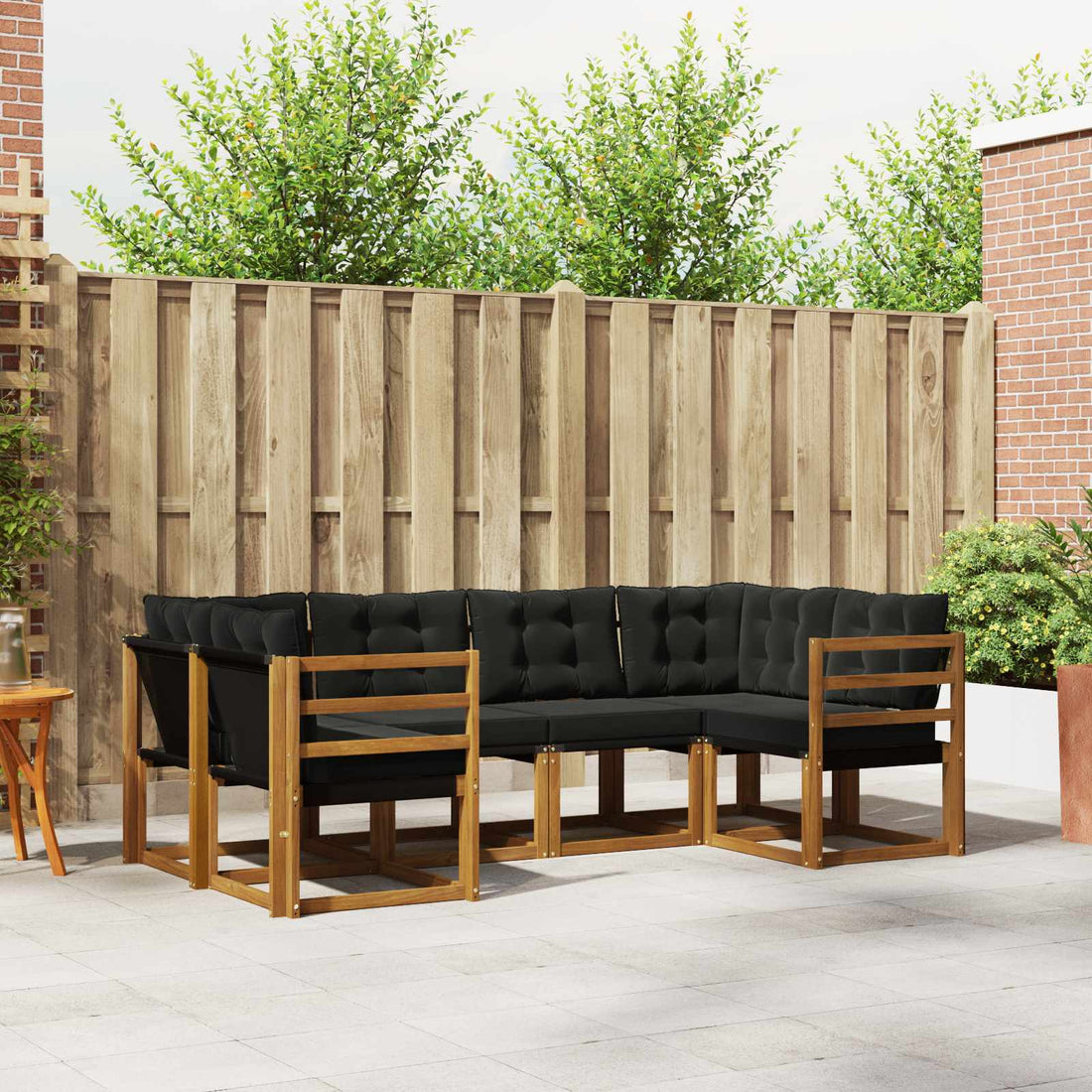 vidaXL Conjunto de sofás de exterior 6 uds. Natural y negro