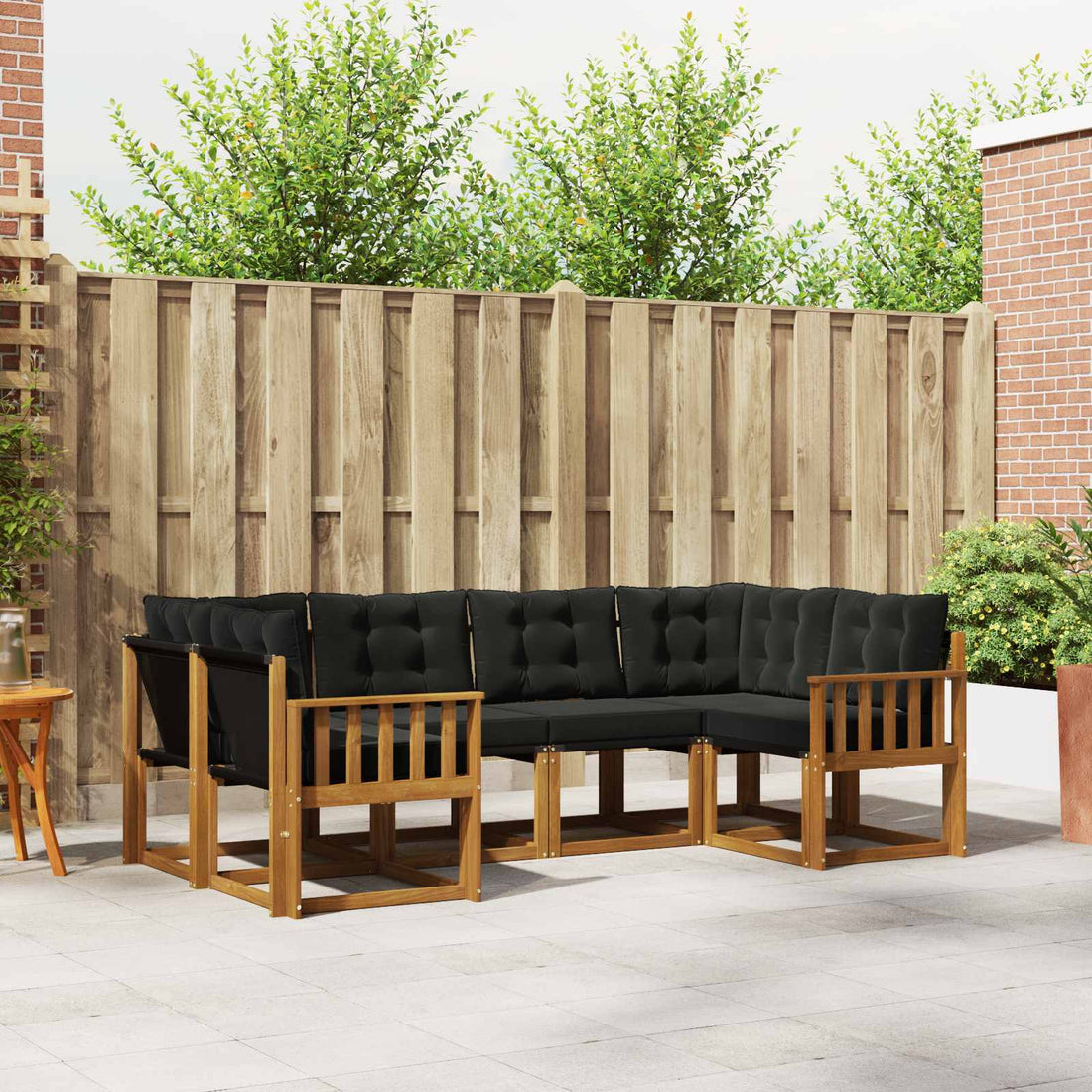 vidaXL Conjunto de sofás de exterior 6 uds. Natural y negro