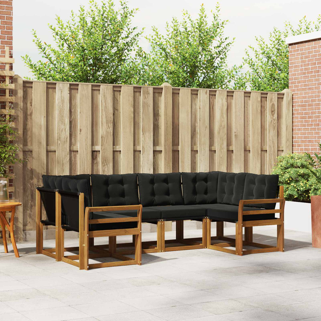 vidaXL Conjunto de sofás de exterior 6 uds. Natural y negro