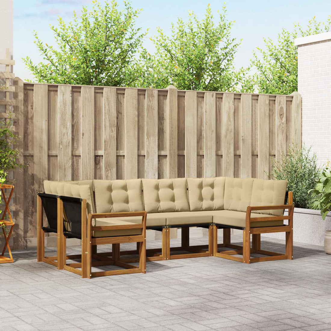 vidaXL Conjunto de sofás de exterior 6 uds. Natural y Beige