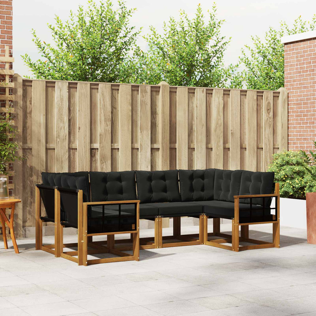 vidaXL Conjunto de sofás de exterior 6 uds. Natural y negro