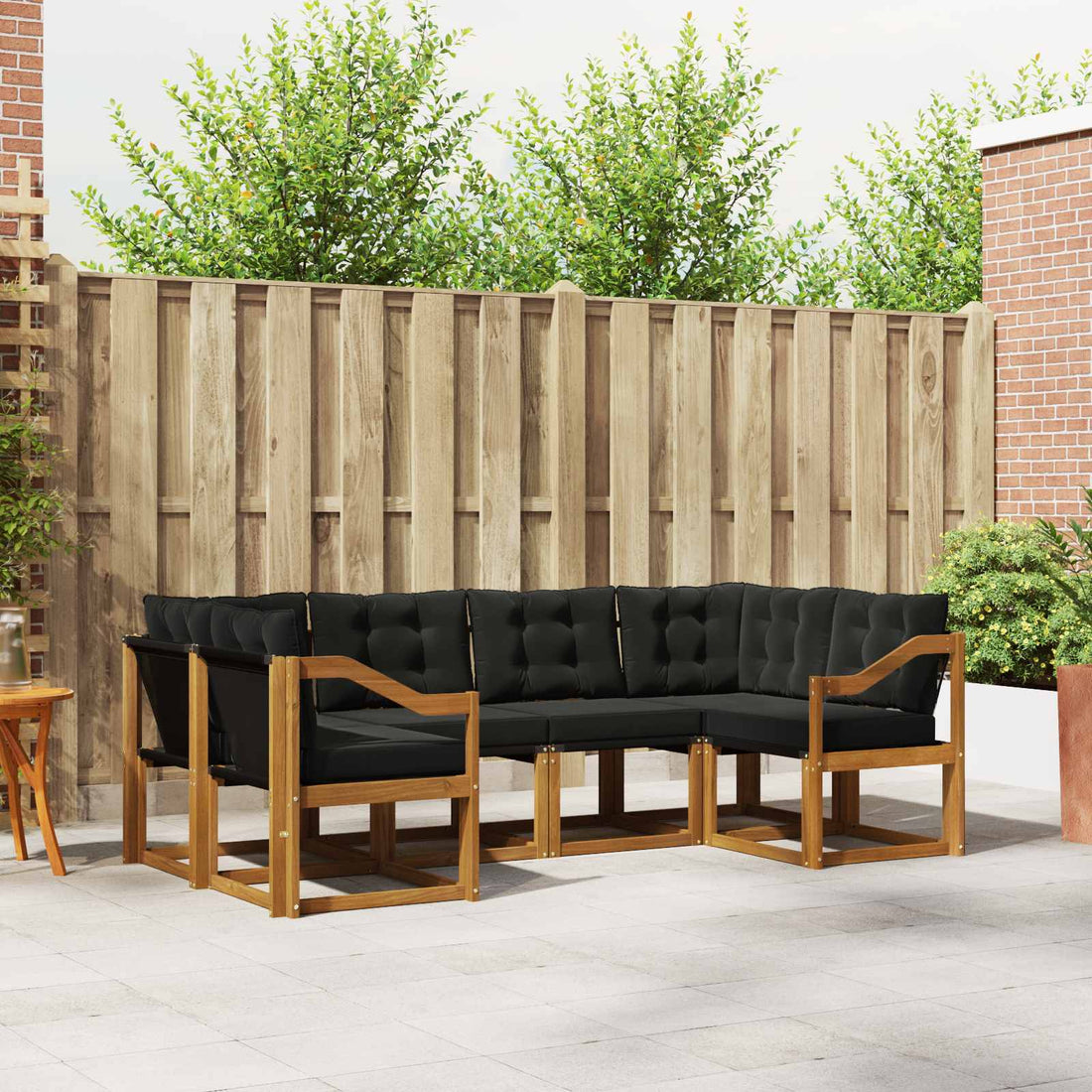 vidaXL Conjunto de sofás de exterior 6 uds. Natural y negro
