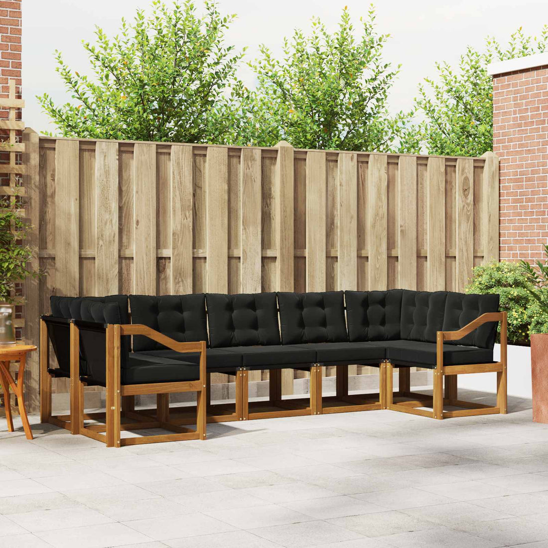 vidaXL Conjunto de sofás de exterior 7 uds. Natural y negro