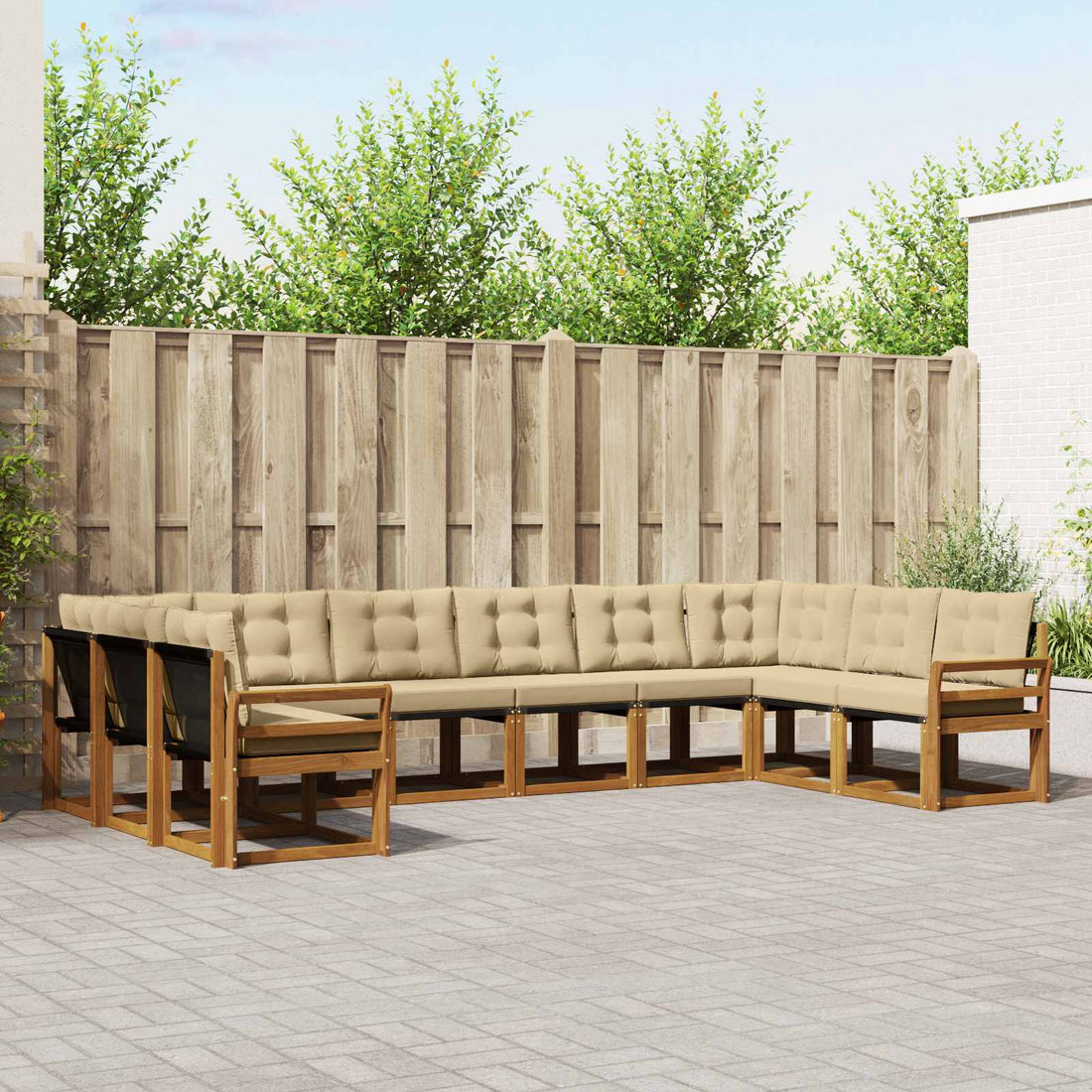 vidaXL Conjunto de sofás de exterior 10 uds. Natural y Beige
