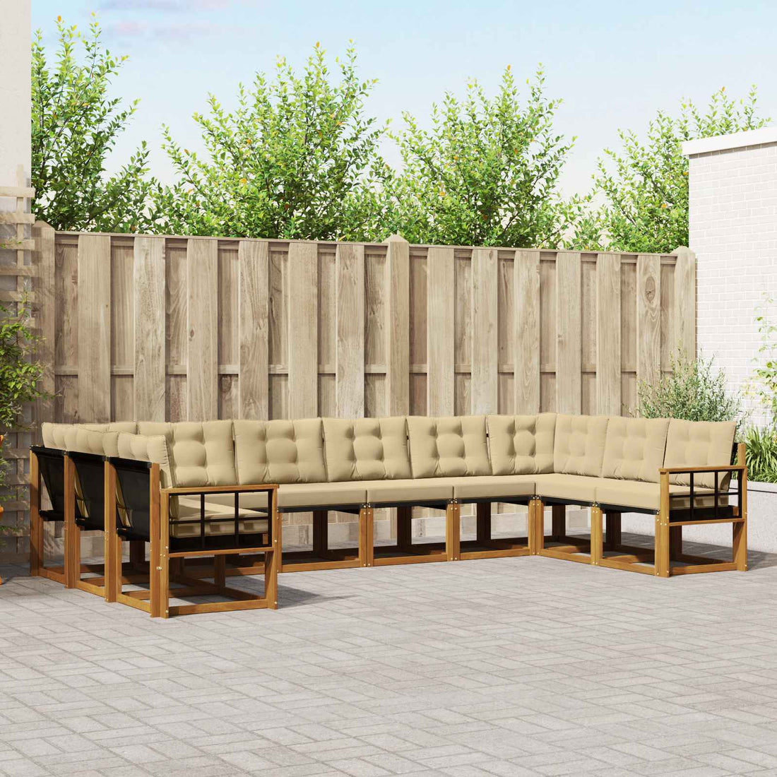 vidaXL Conjunto de sofás de exterior 10 uds. Natural y Beige