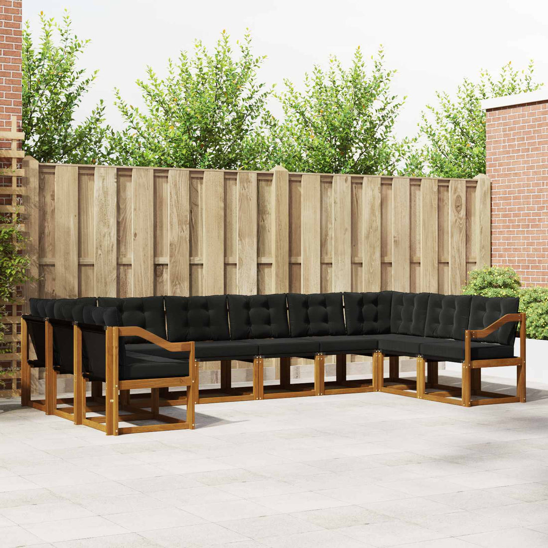 vidaXL Conjunto de sofás de exterior 10 uds. Natural y negro