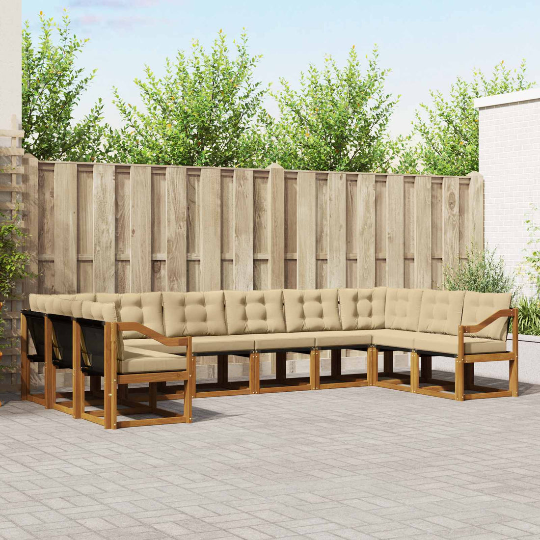 vidaXL Conjunto de sofás de exterior 10 uds. Natural y Beige