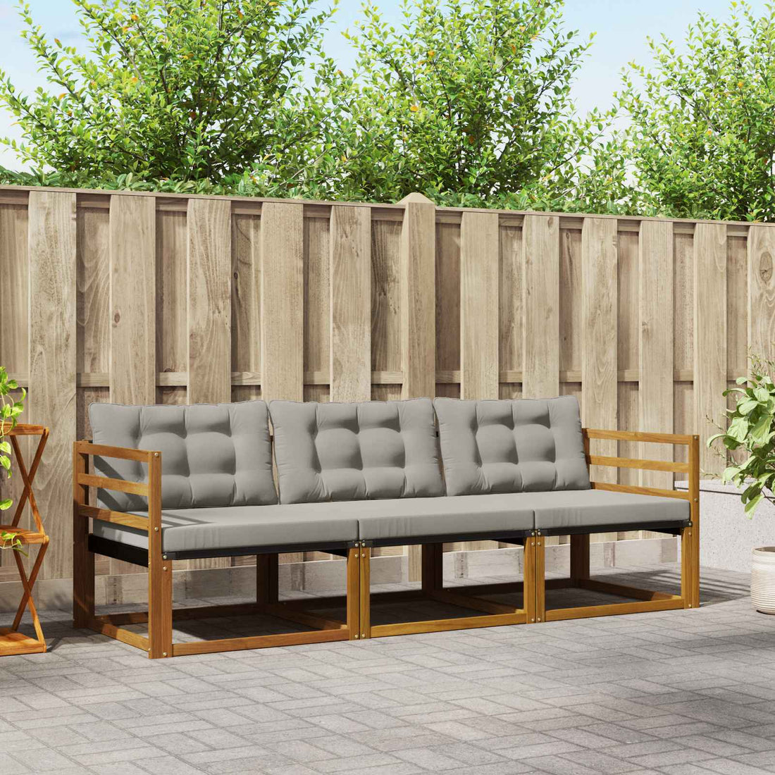 vidaXL Conjunto de sofás de exterior 3 uds. Gris Natural y Claro
