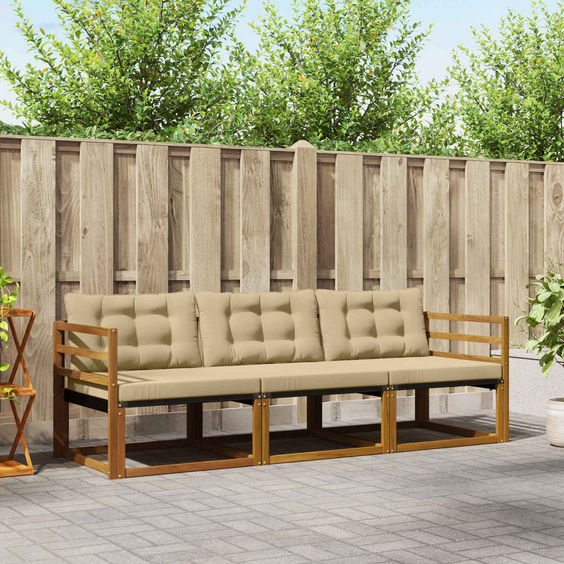 vidaXL Conjunto de sofás de exterior 3 uds. Natural y Beige