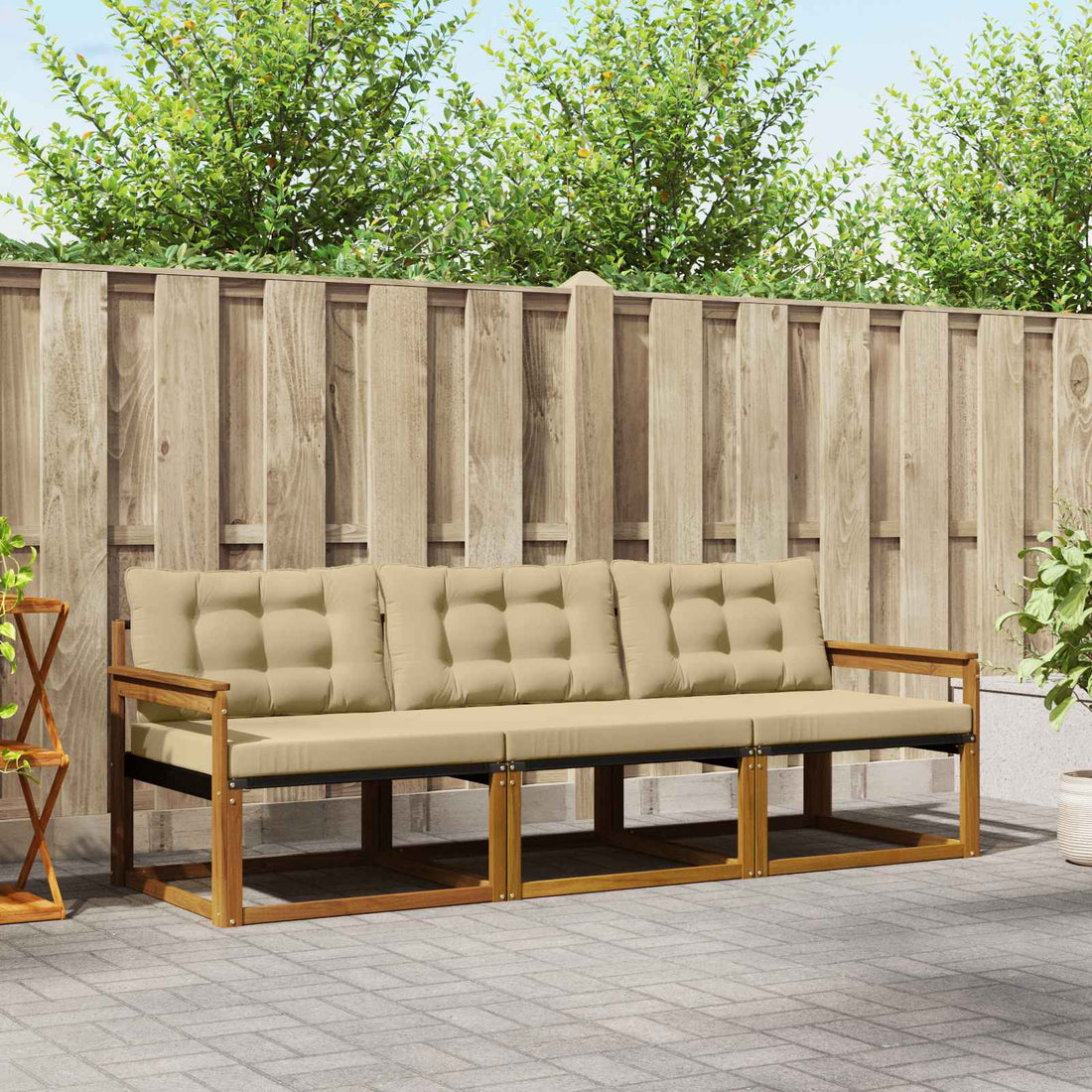 vidaXL Conjunto de sofás de exterior 3 uds. Natural y Beige