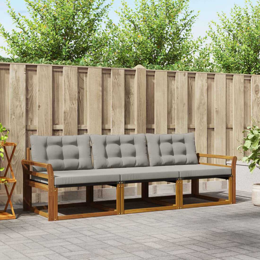 vidaXL Conjunto de sofás de exterior 3 uds. Gris Natural y Claro