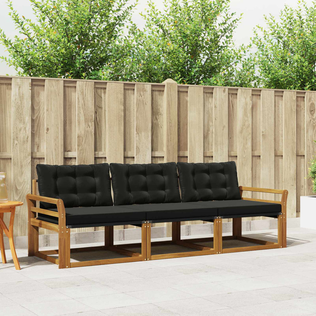 vidaXL Conjunto de sofás de exterior 3 uds. Natural y negro