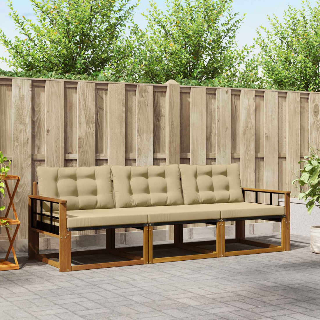 vidaXL Conjunto de sofás de exterior 3 uds. Natural y Beige