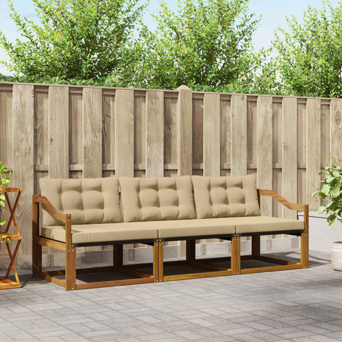 vidaXL Conjunto de sofás de exterior 3 uds. Natural y Beige