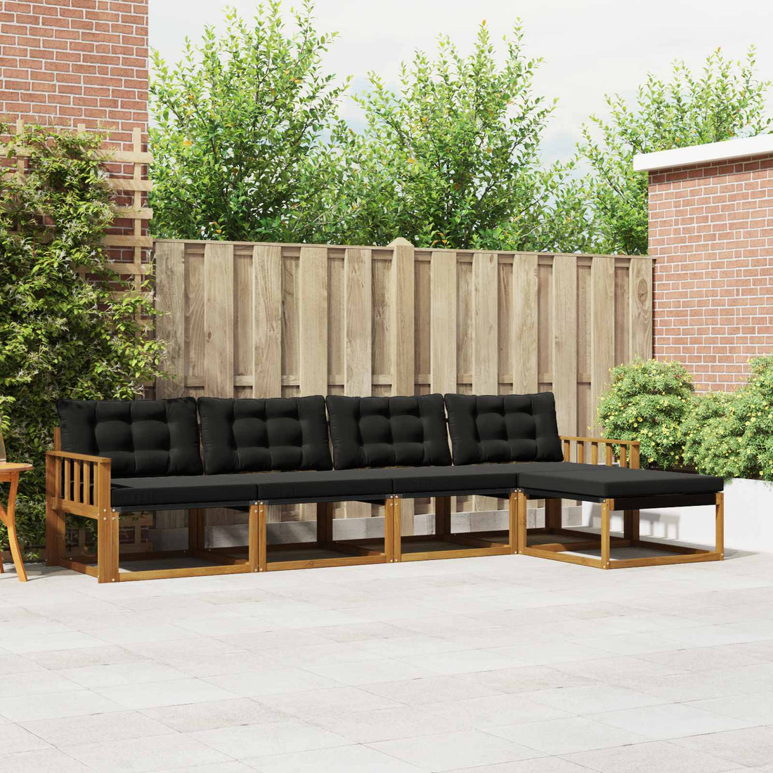 vidaXL Conjunto de sofás de exterior 5 uds. Natural y negro