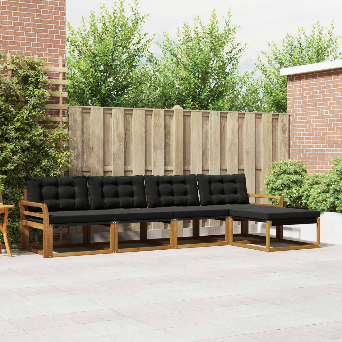 vidaXL Conjunto de sofás de exterior 5 uds. Natural y negro