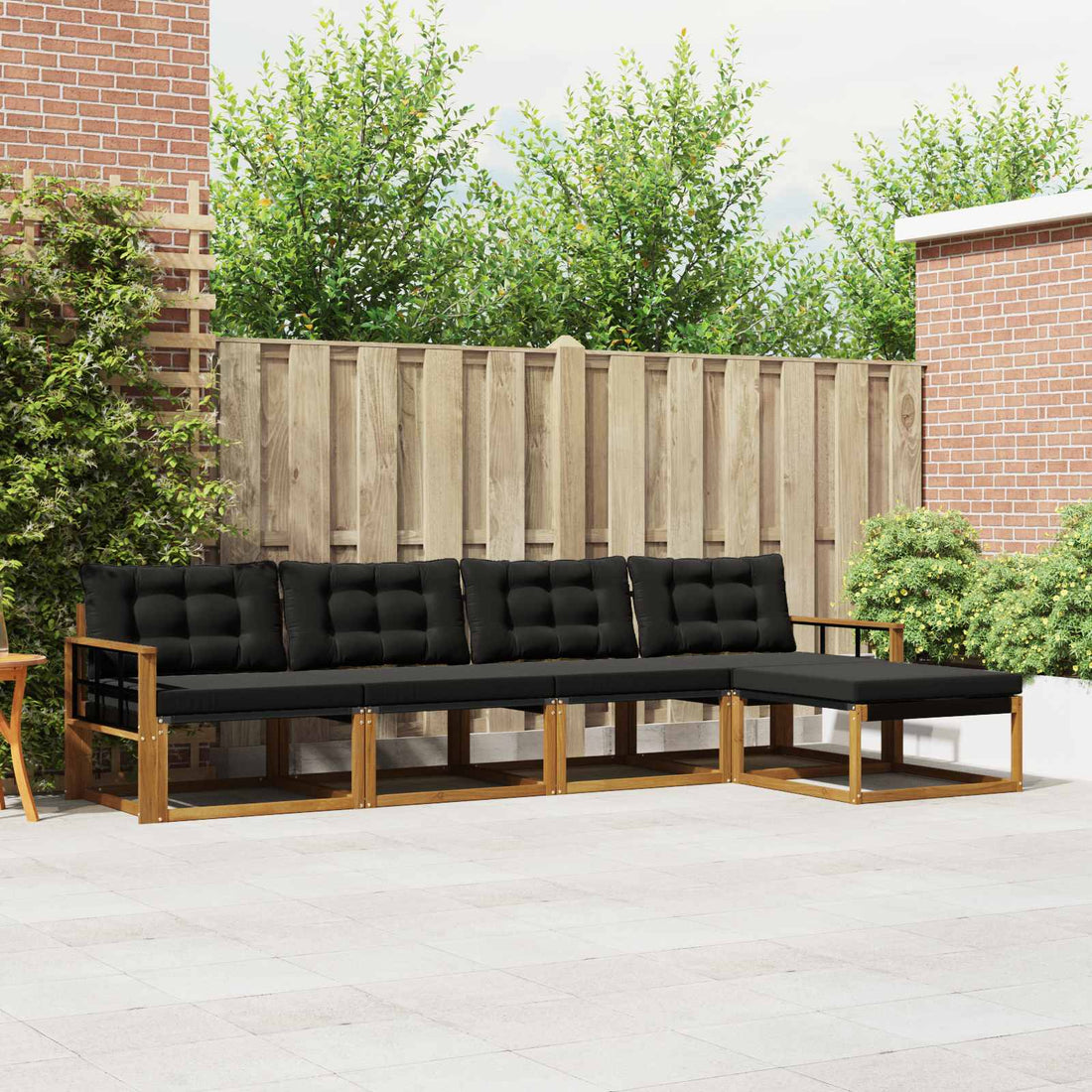vidaXL Conjunto de sofás de exterior 5 uds. Natural y negro